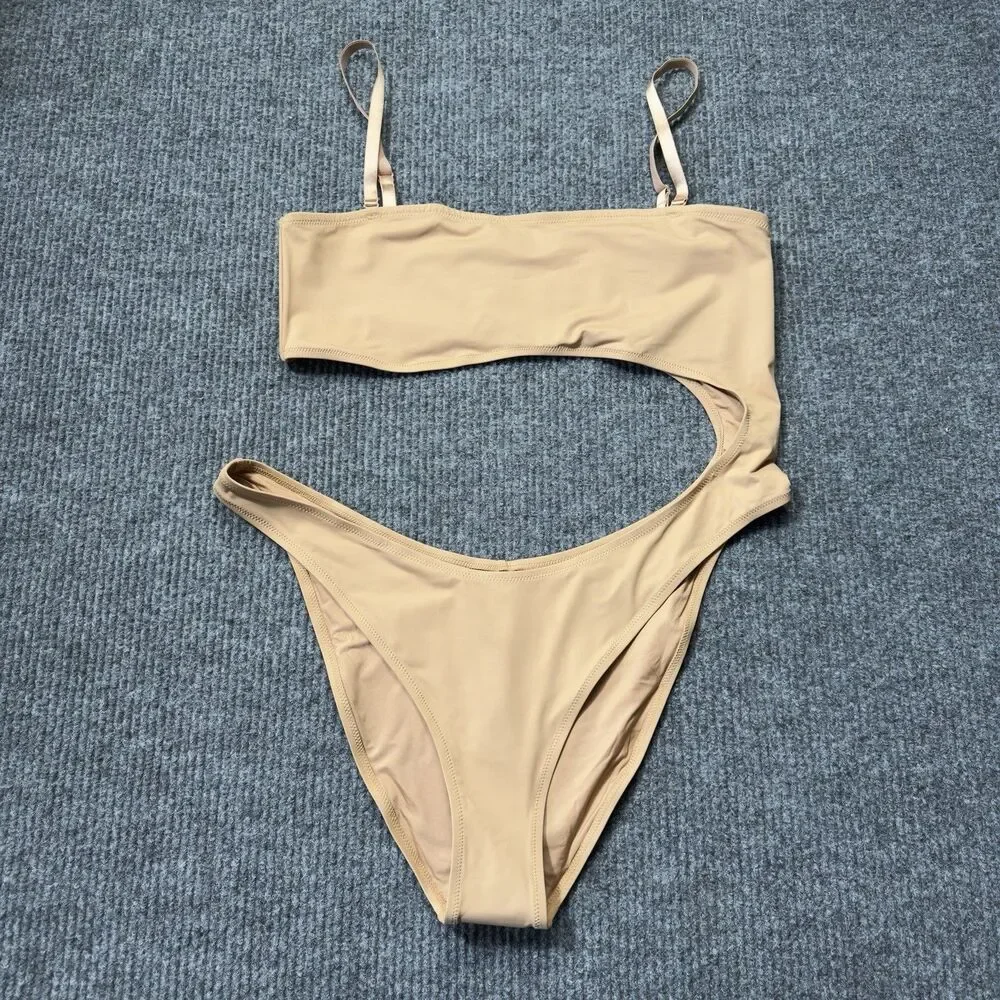 SKIMS Size 3X Recycled Swim Womens Strapless Monokini Bathing Suit Ochre NEW